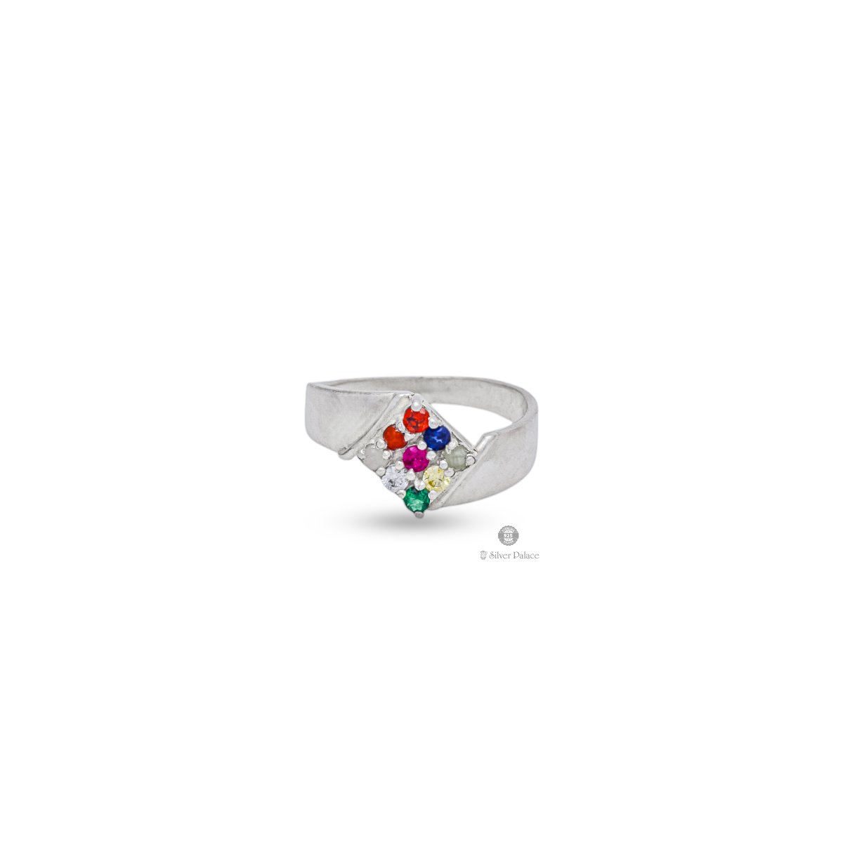 92.5 Sterling Silver Multi Color Stone Rashi Ring For Unisex - Silver ...