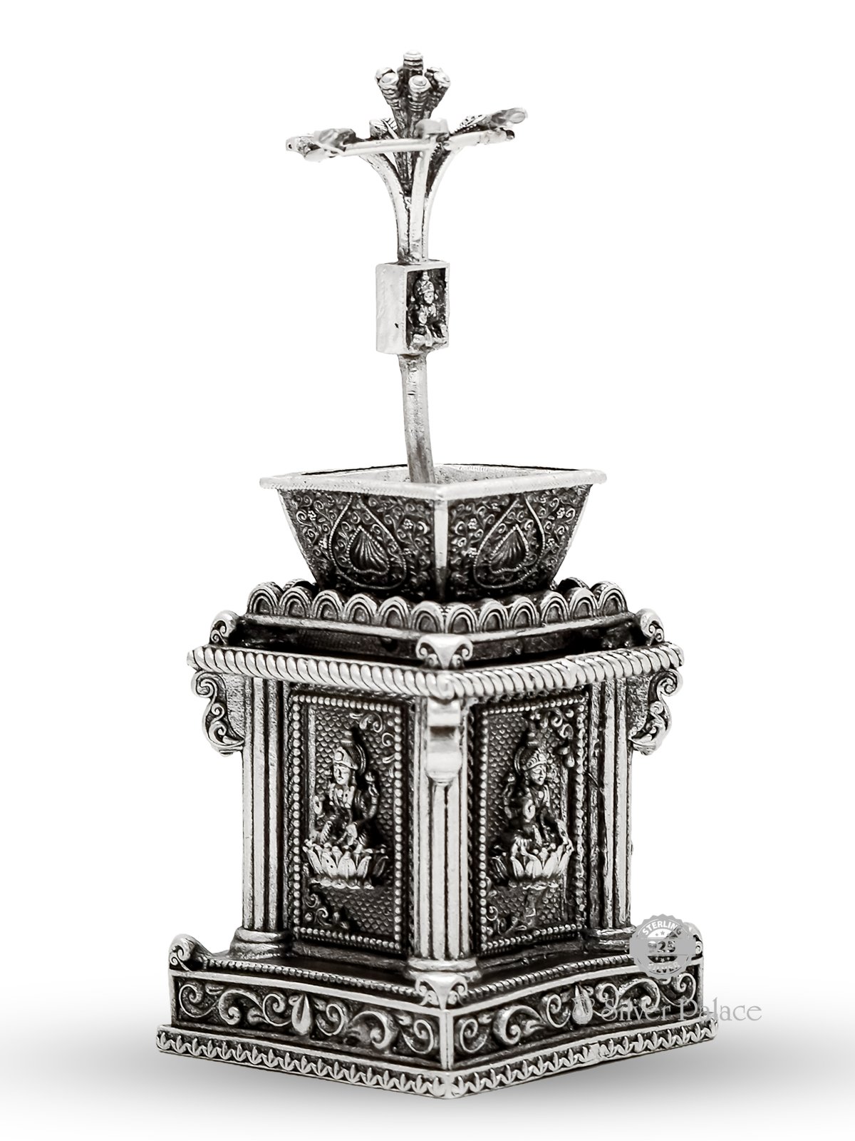 Silver 925 K9 まとめ売り約92.1g 925 Oxidised Silver Lakshmi Motif Tulsi Maadam For Pooja Use