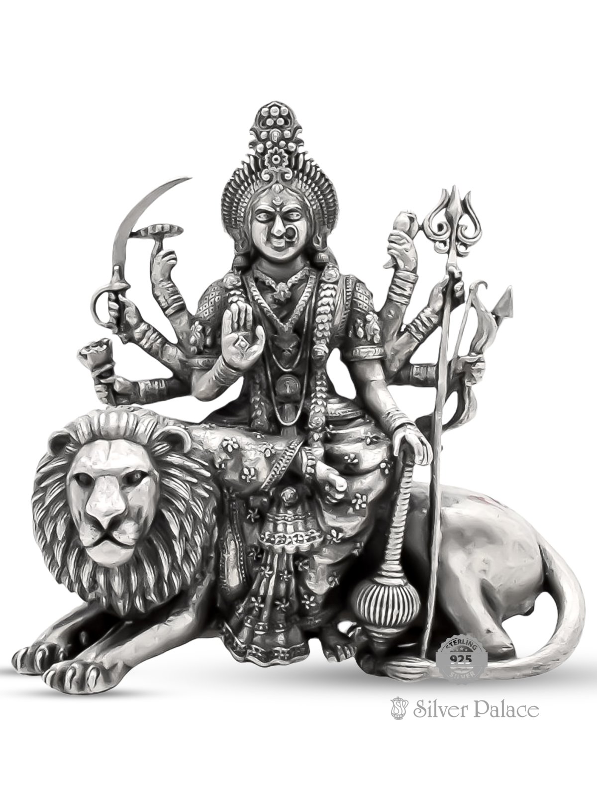 925 PURE SILVER DURGA STATUE 925 Pure Silver Durga Statue Divine Goddess Durga Idol for Worship Pooja & Home Dcor
