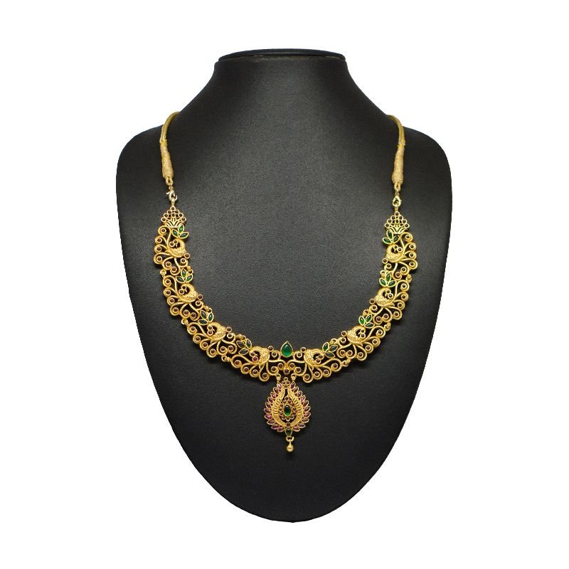 PEACOCK FLORAL GOLD POLISH NECKLACE FOR WIFE