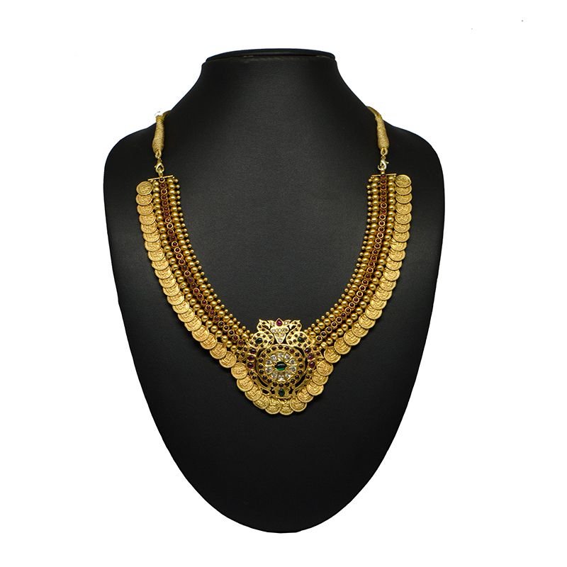 COIN SPINAL PEACOCK CHOKER GOLD POLISH NECKLACE FOR WOMEN