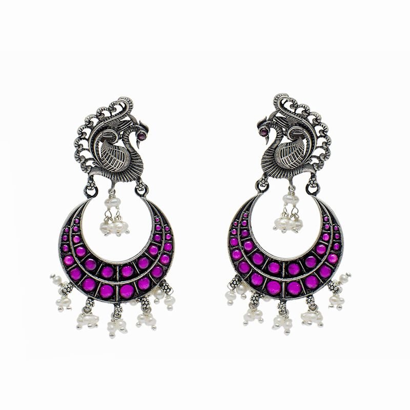  SILVER ANNAM CAST CHAND BALI FOR GIRLS 