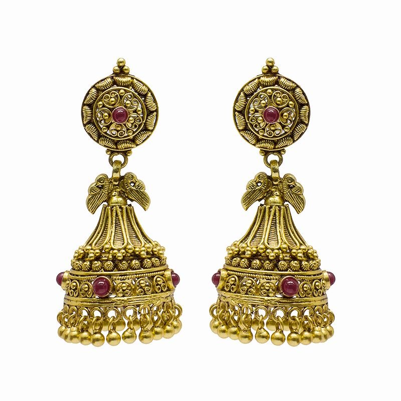 DOUBLE PARROT  GOLD POLISHED JIMKI FOR WOMEN