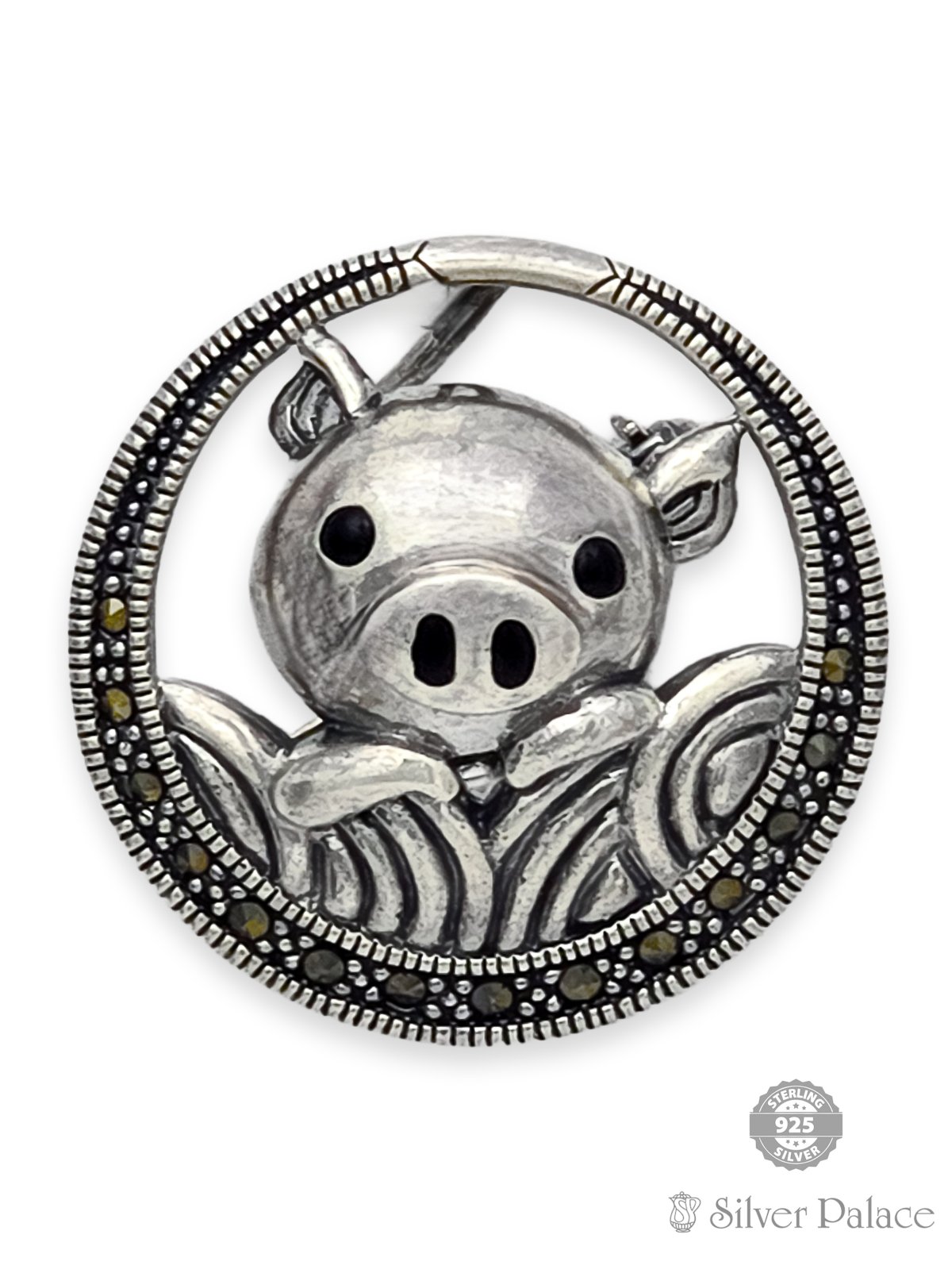 925 STERLING SILVER PIG DESIGN BROOCH FOR GIRLS 
