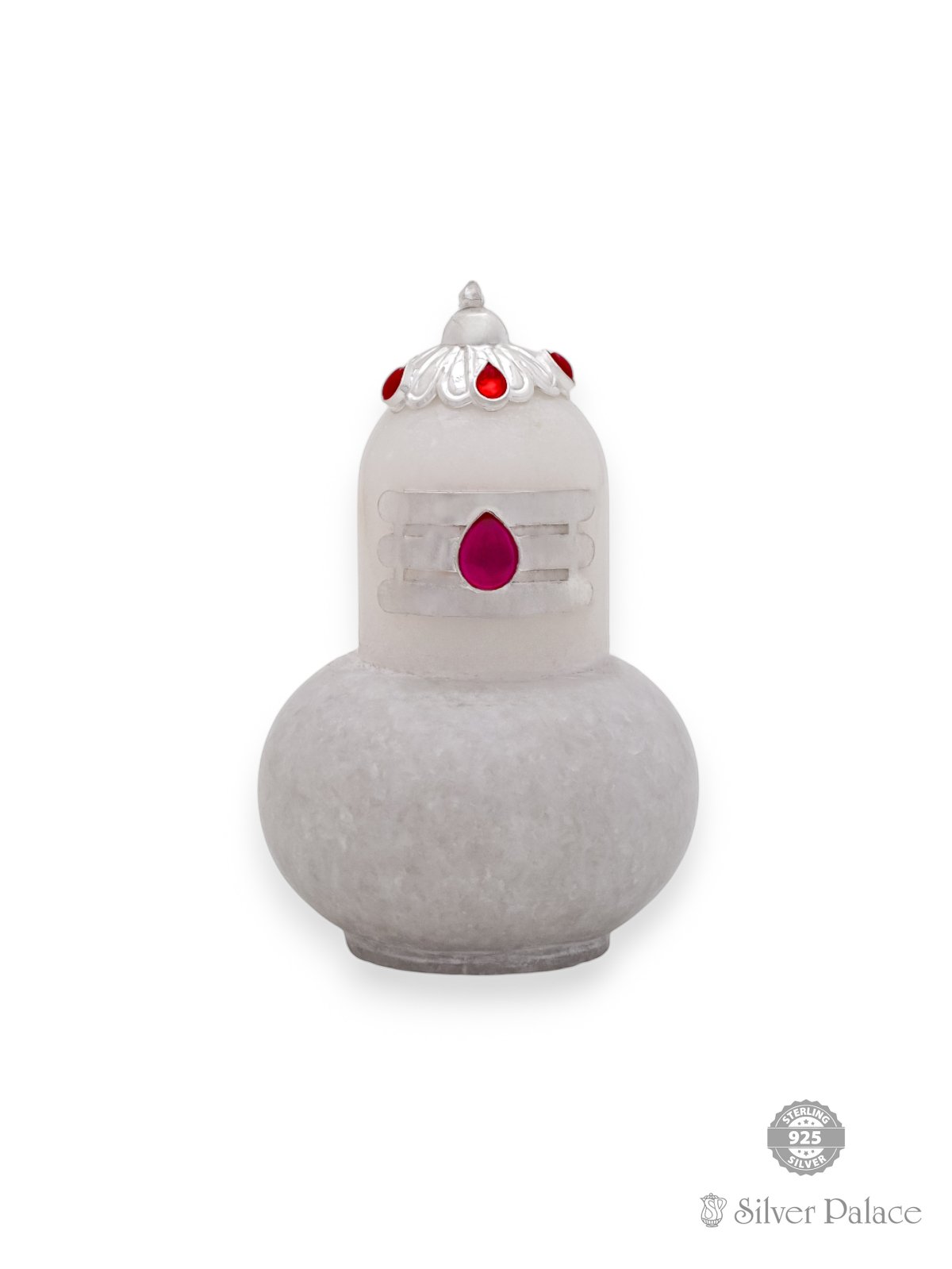 925 Silver Tripundra With Marble Shiva Lingam for pooja room
