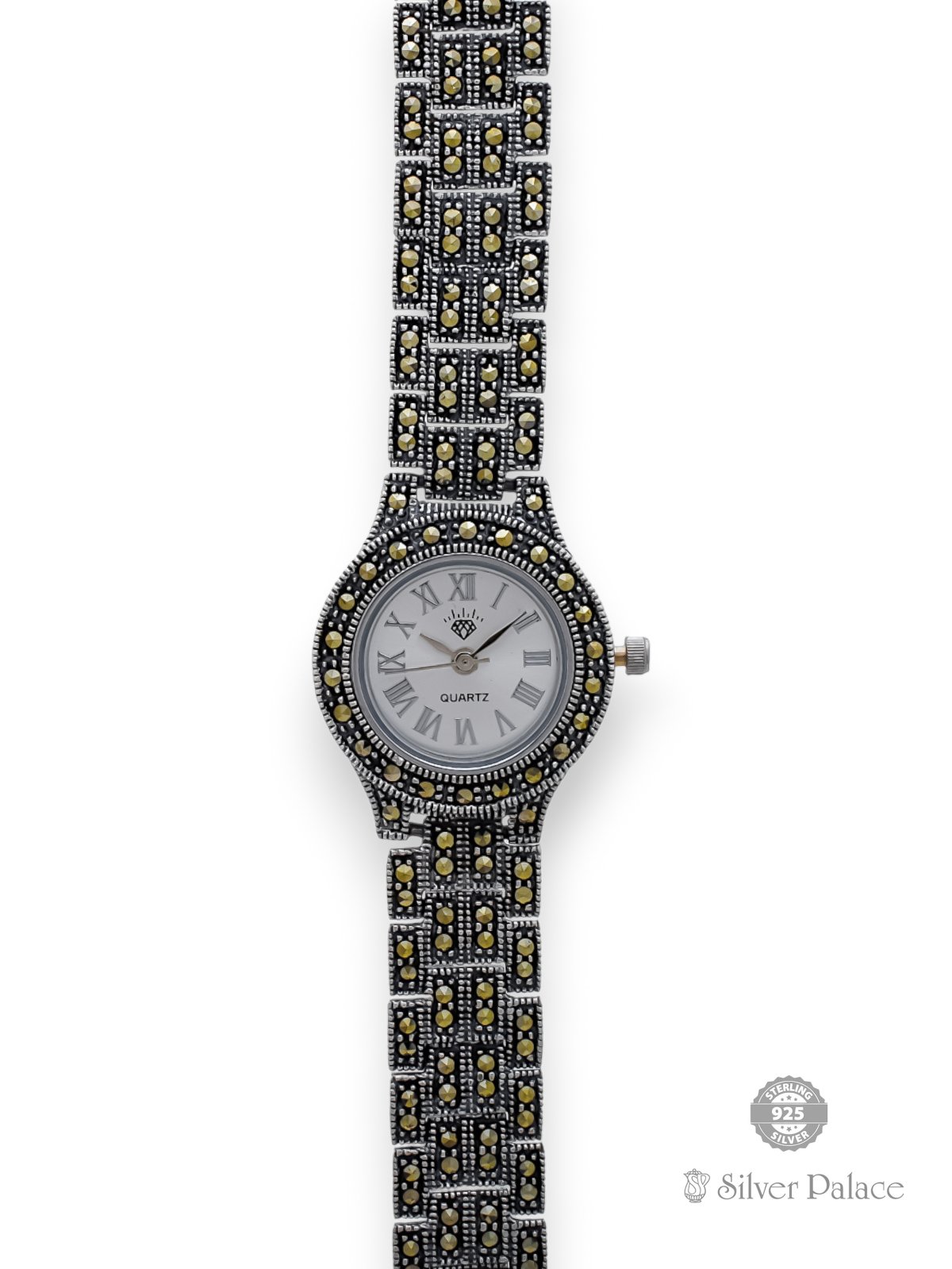 925 OXIDISED SILVER MARCA STONE WATCH FOR WOMEN 