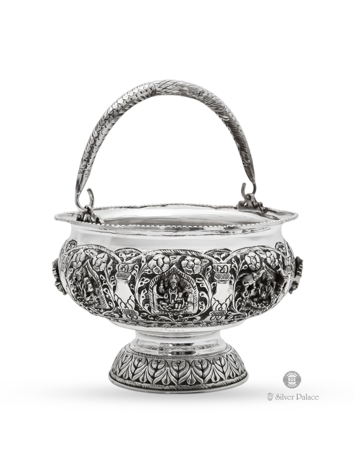 92.5 ANTIQUE SILVER ASTALAKSHMI MOTIF POO KOODAI FOR POOJA PURPOSE 