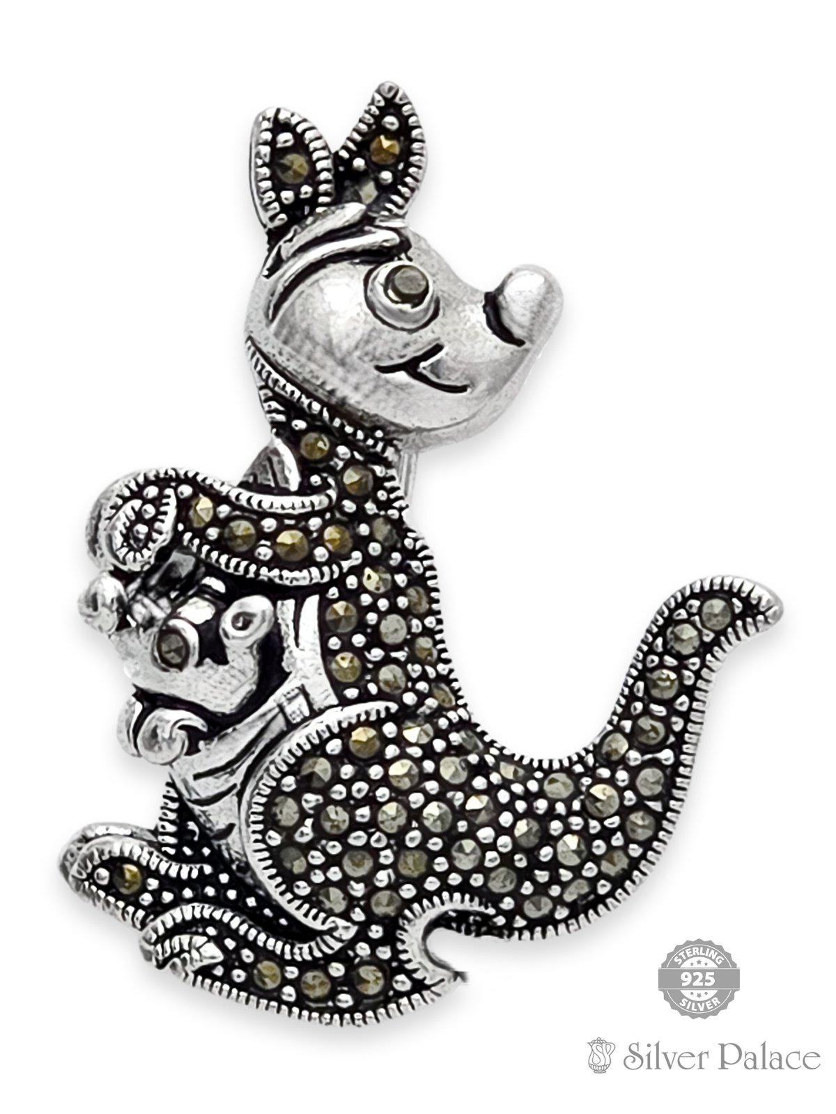 925 OXIDISED SILVER KANGAROO DESIGN BROOCH FOR GIRLS