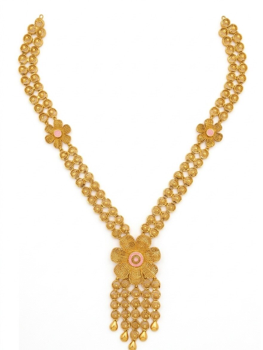 925 SILVER JEWELLERY GOLD POLISHED TRADITIONAL LONG HARA WITH 