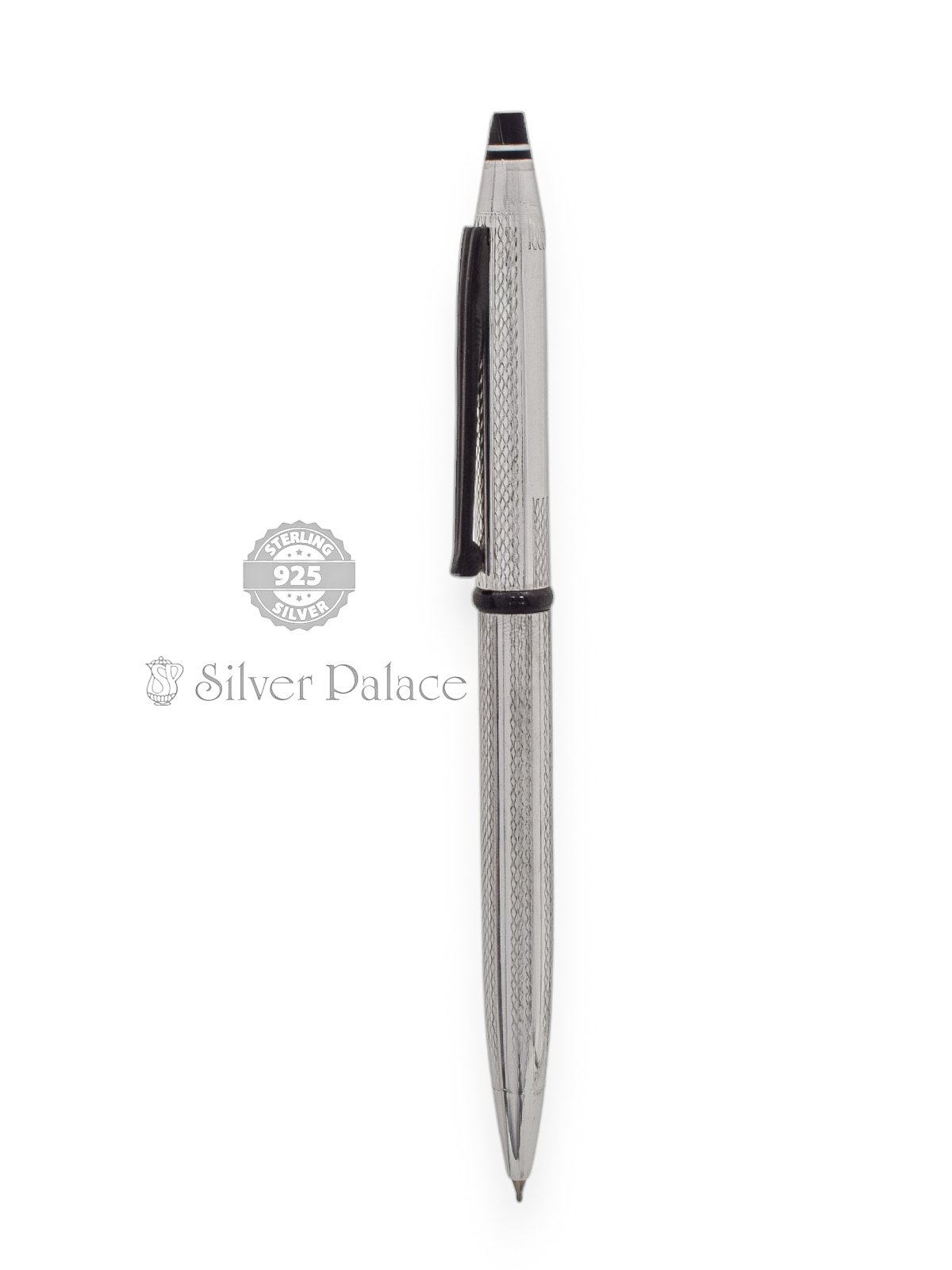 92.5 STERLING SILVER PEN WRITING INSTRUMENT BLACK RHODIUM CLIP FOR OFFICE DESK 