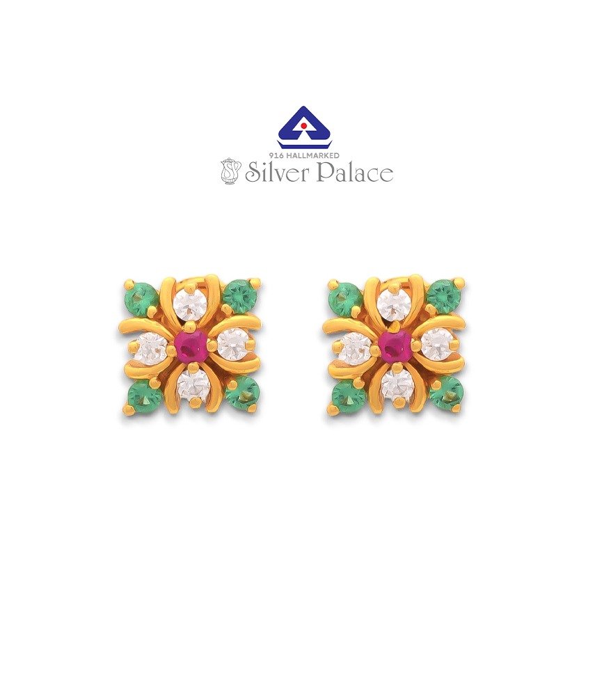 916 Gold with Kanche Collections Multi Color  Stone Studded Fancy Earring For Girls  
