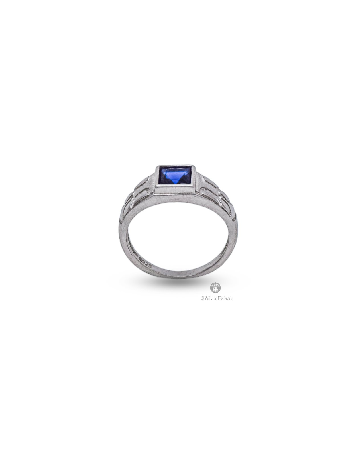925 Sterling Silver Square Shape Blue Stone Rashi Ring Unisex - Silver ...