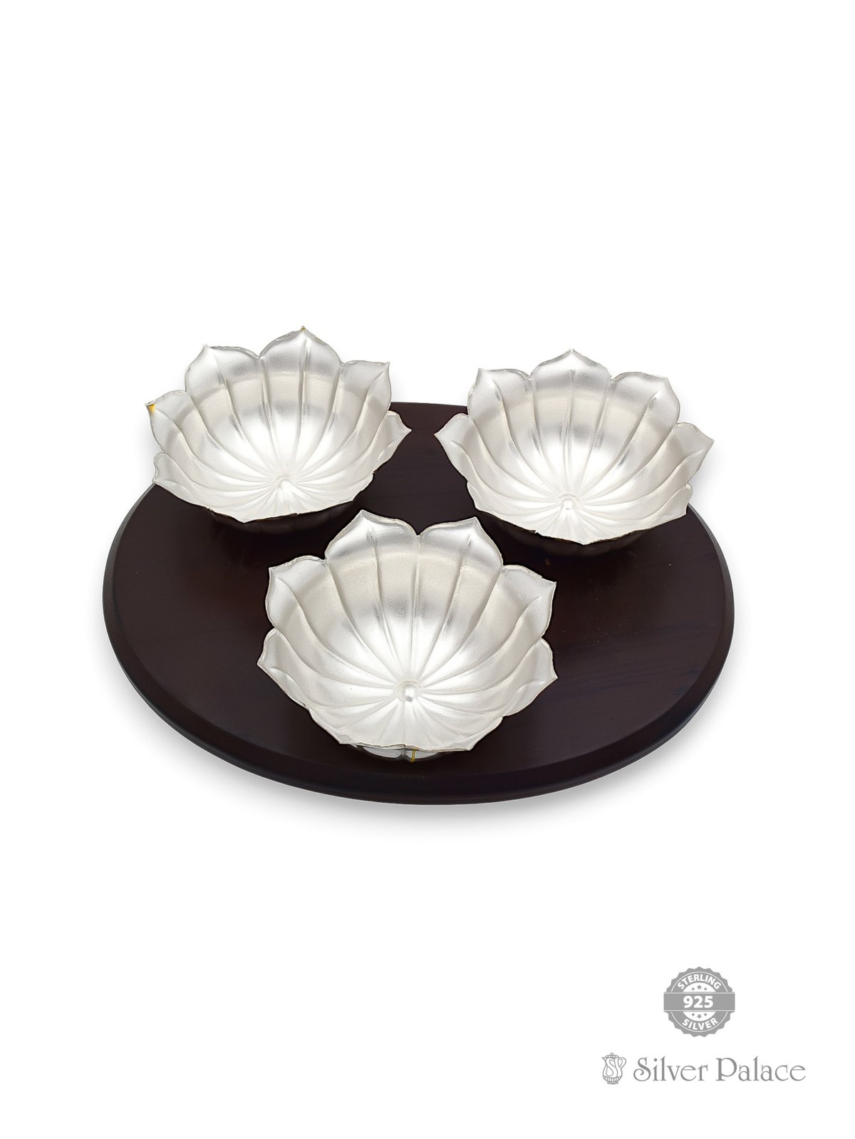 925 SILVER BOWLS WITH WOODEN BASE FOR MULTIPURPOSE SUR COLLECTION 