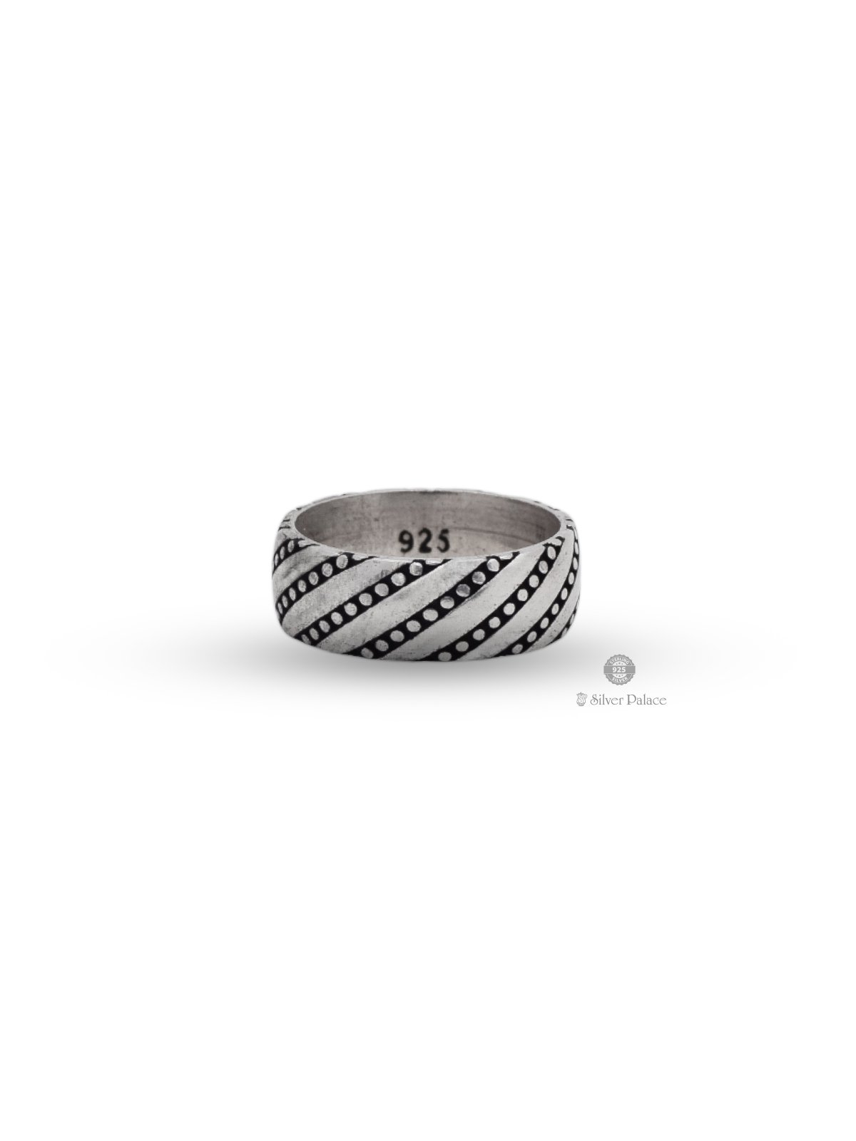 925 OXIDISED SILVER DOTTED DESIGN RING FOR MEN MAAN COLLECTION