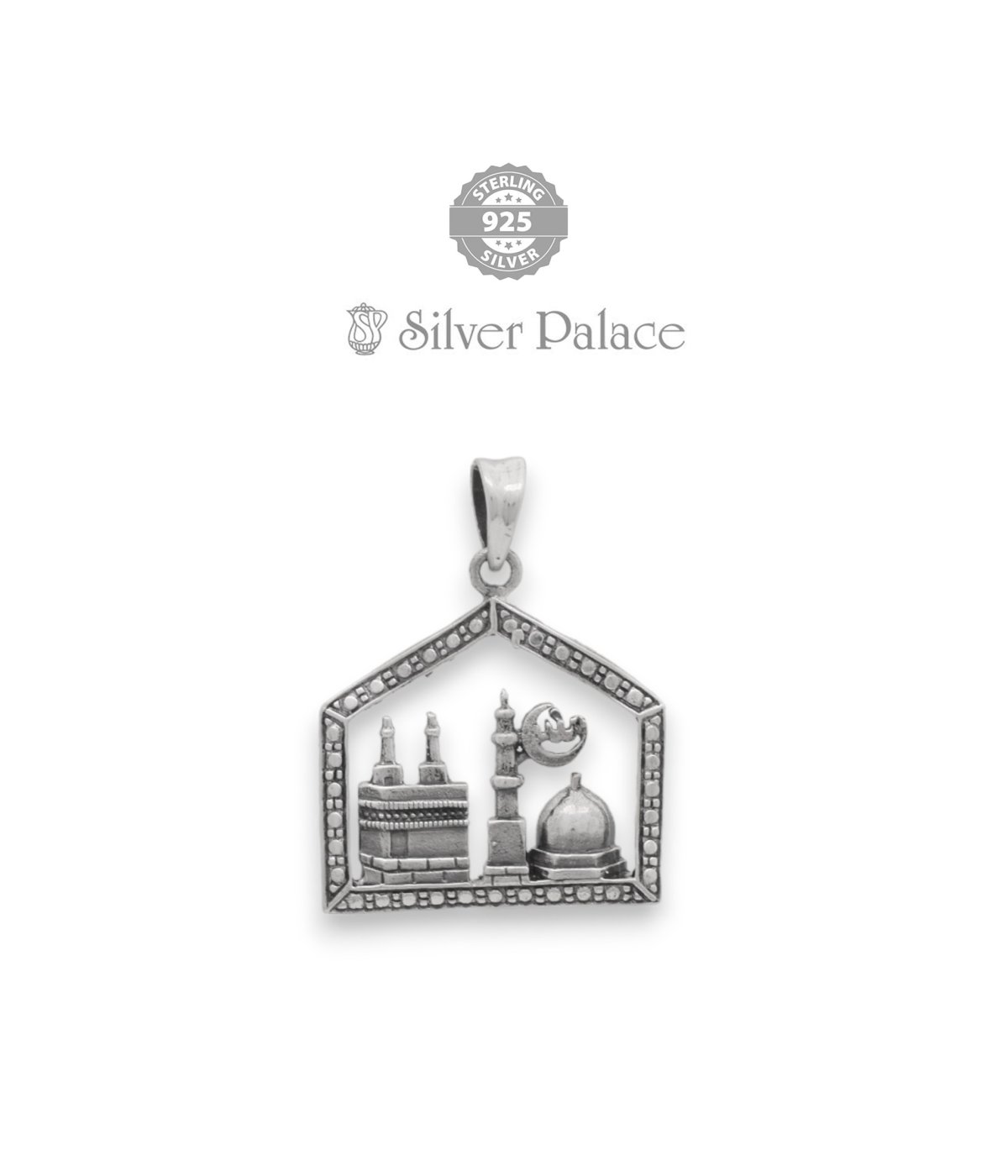 925 Silver Divine Collections Mecca madina Allah Pendant For Womens  & Mens