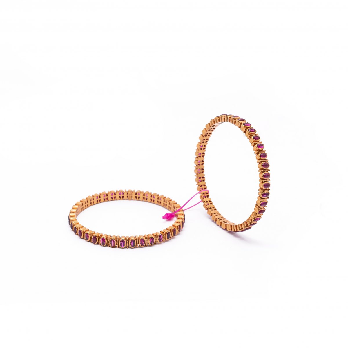 92.5 SILVER SPINEL STUDDED GOLD POLISH BANGLES FOR WOMEN GPN