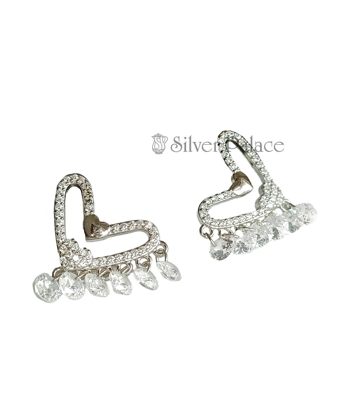 92.5 SILVER SPINAL CHAND BALI FOR WOMEN SHIMMERING DROPS