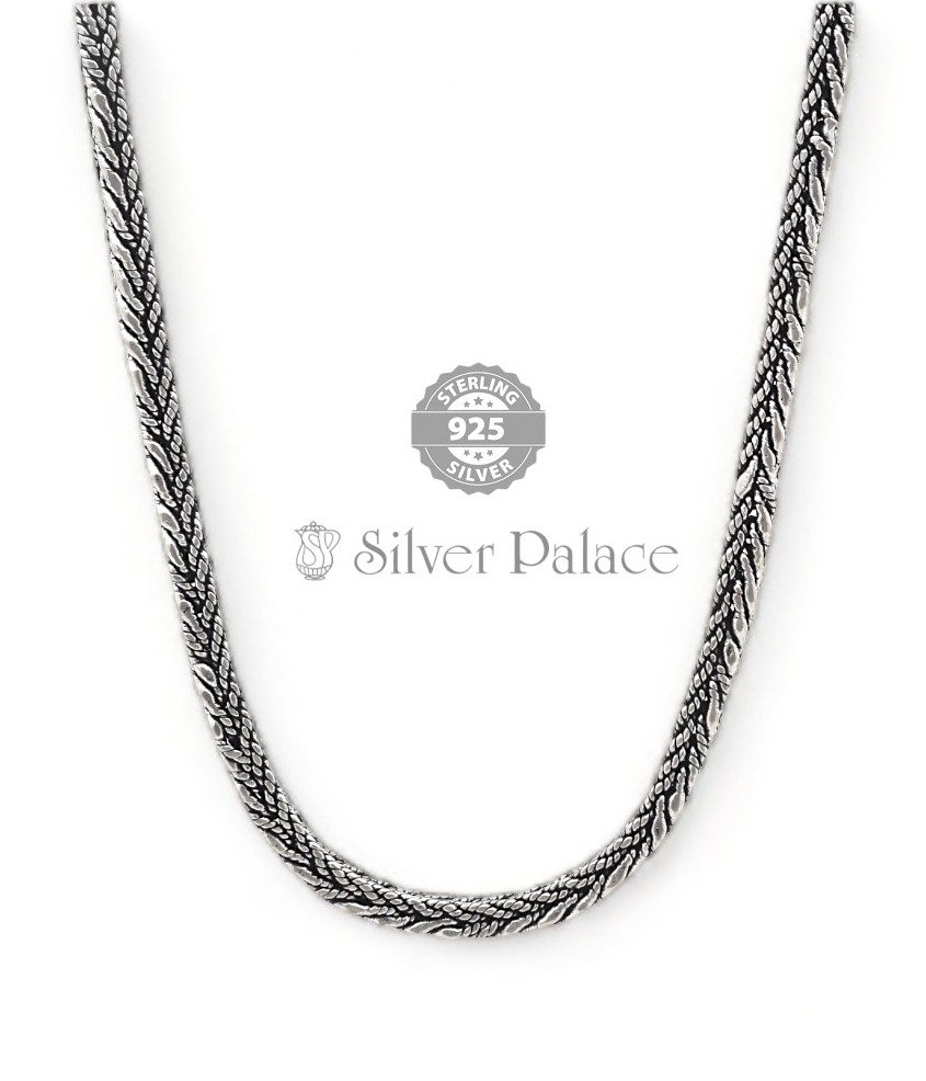  Oxidised Pure Silver snake Chain For Men's