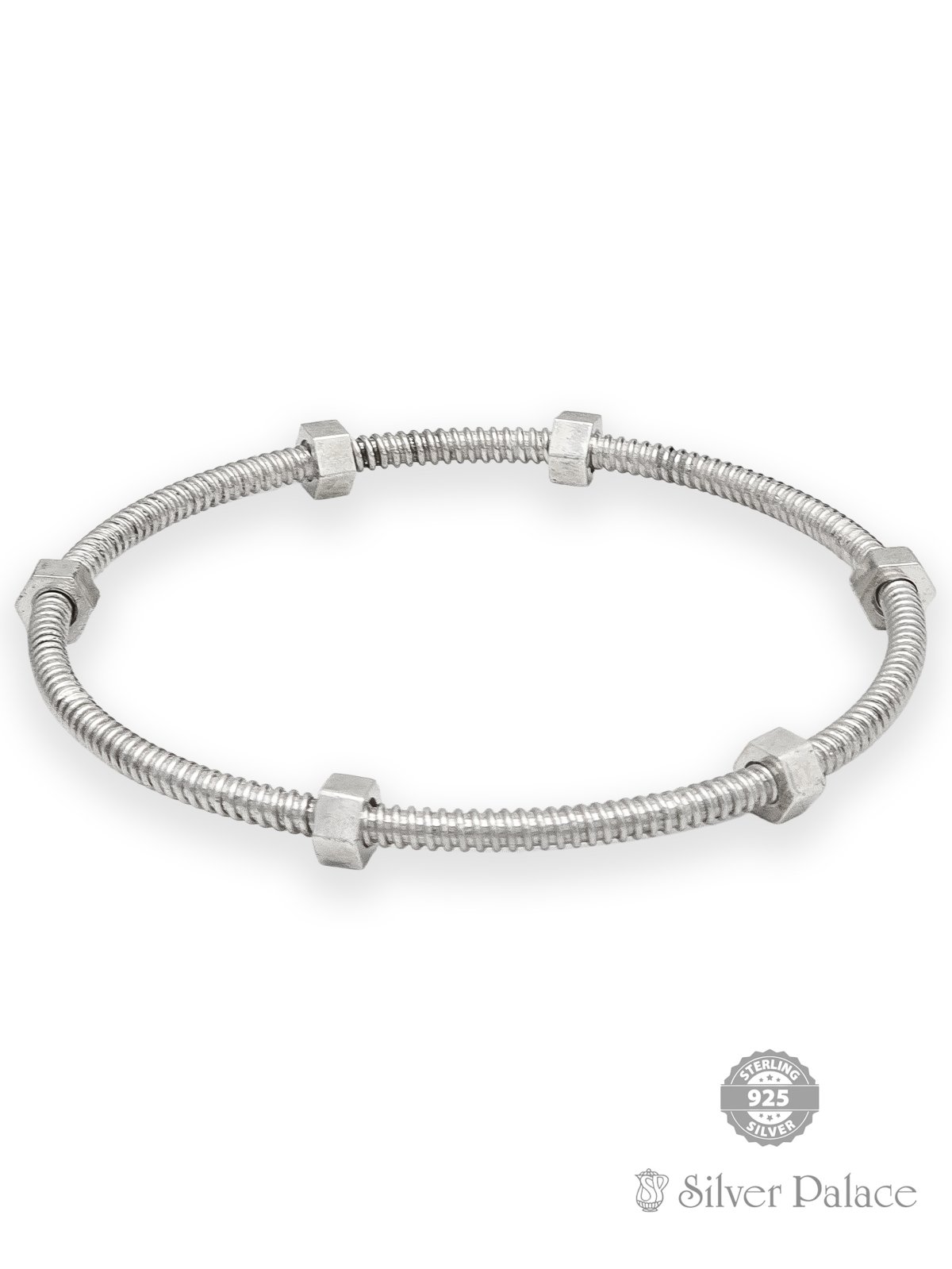 92.5 STERLING SILVER BOLT KADA FOR MEN MAAN COLLECTION 