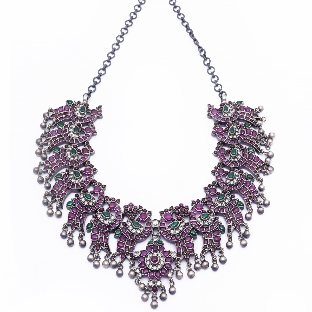 92.5 SILVER TRADITIONAL PARTY SPINEL NECKLACE 