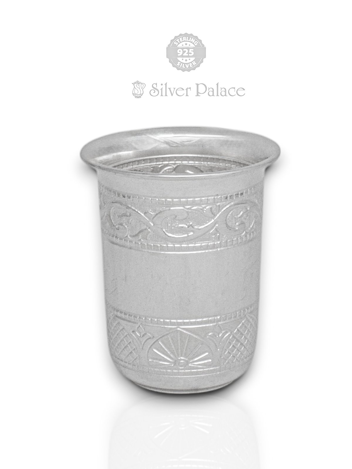 92.5PURE SILVER GLASS TUMBLER CURVED DESIGN 