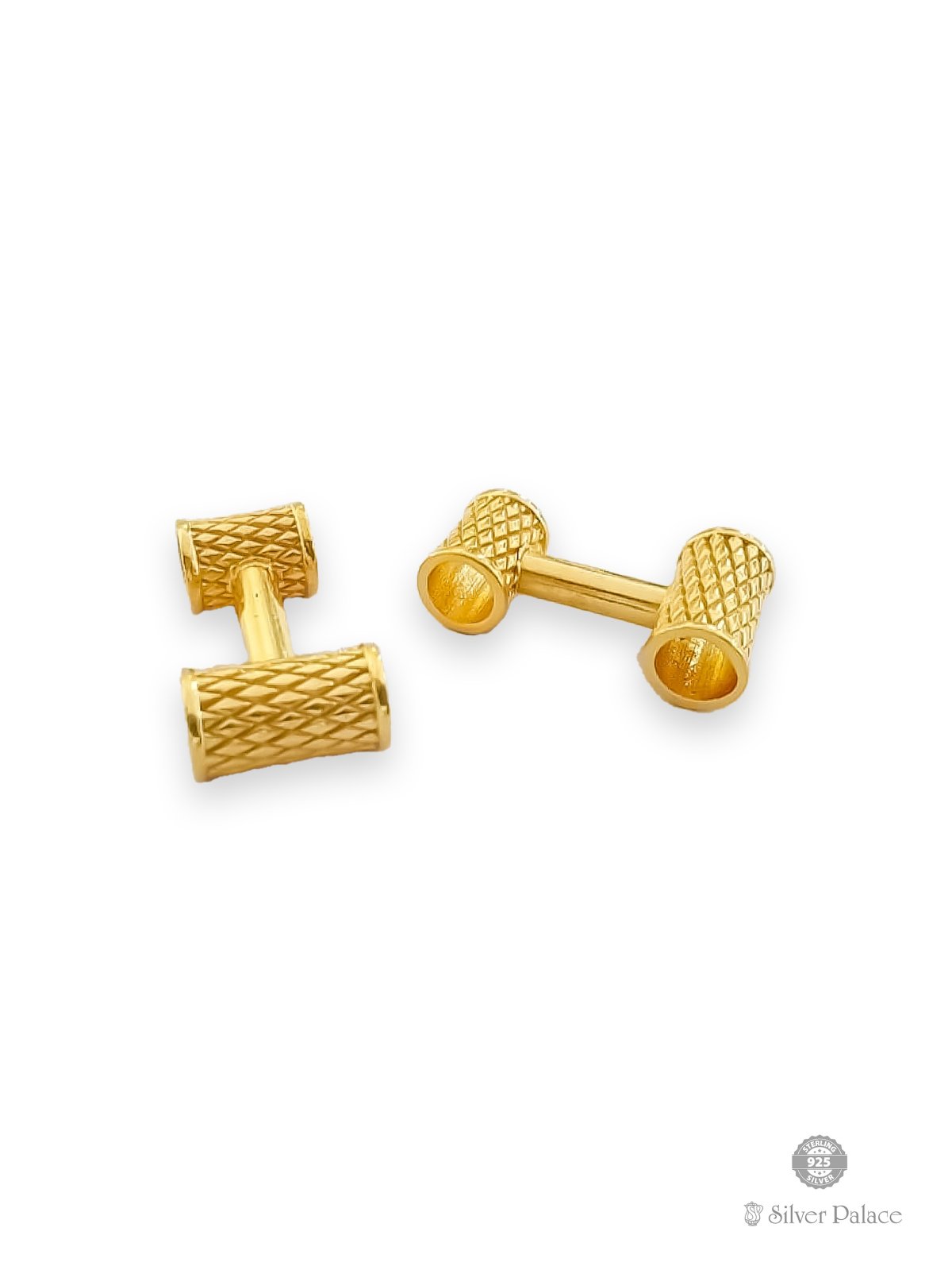 916 PURE GOLD CYLINDRICAL SHAPE CUFF LINKS 