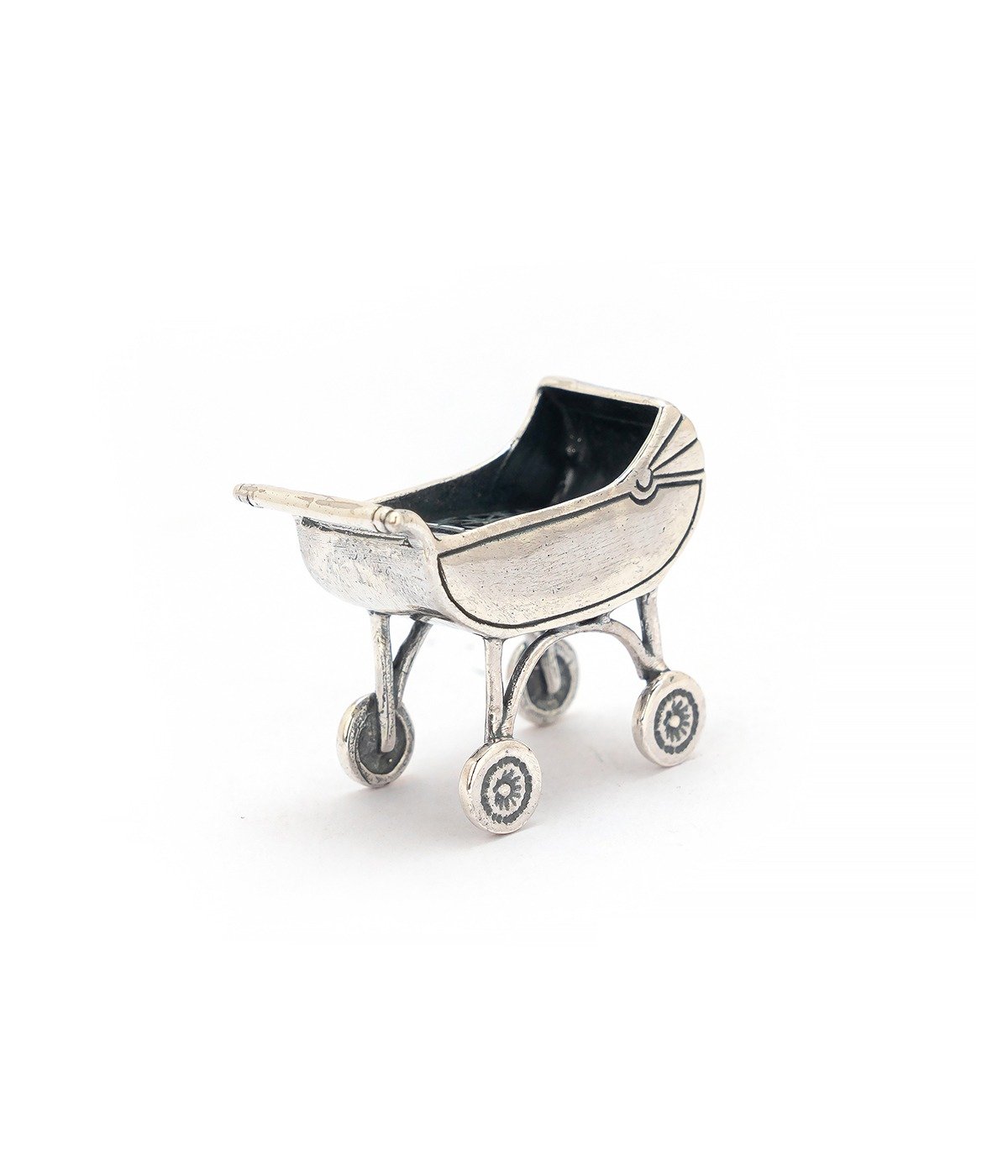 92.5 STERLING SILVER  MINIATURE BABY CARRIAGE FOR GIFT