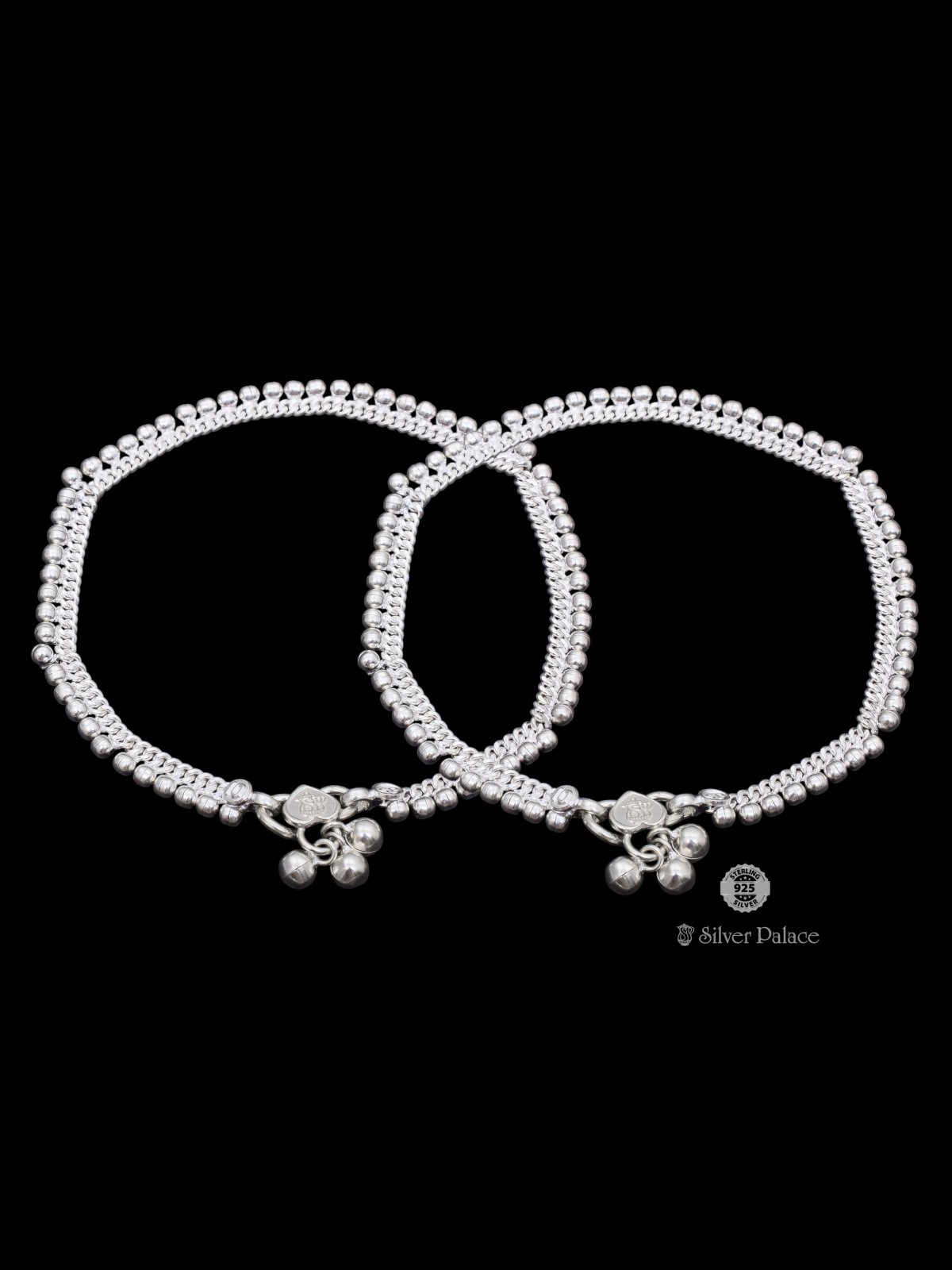 925 STERLING SILVER BEADS AND CUBAN DESIGN ANKLETS FOR GIRLS 