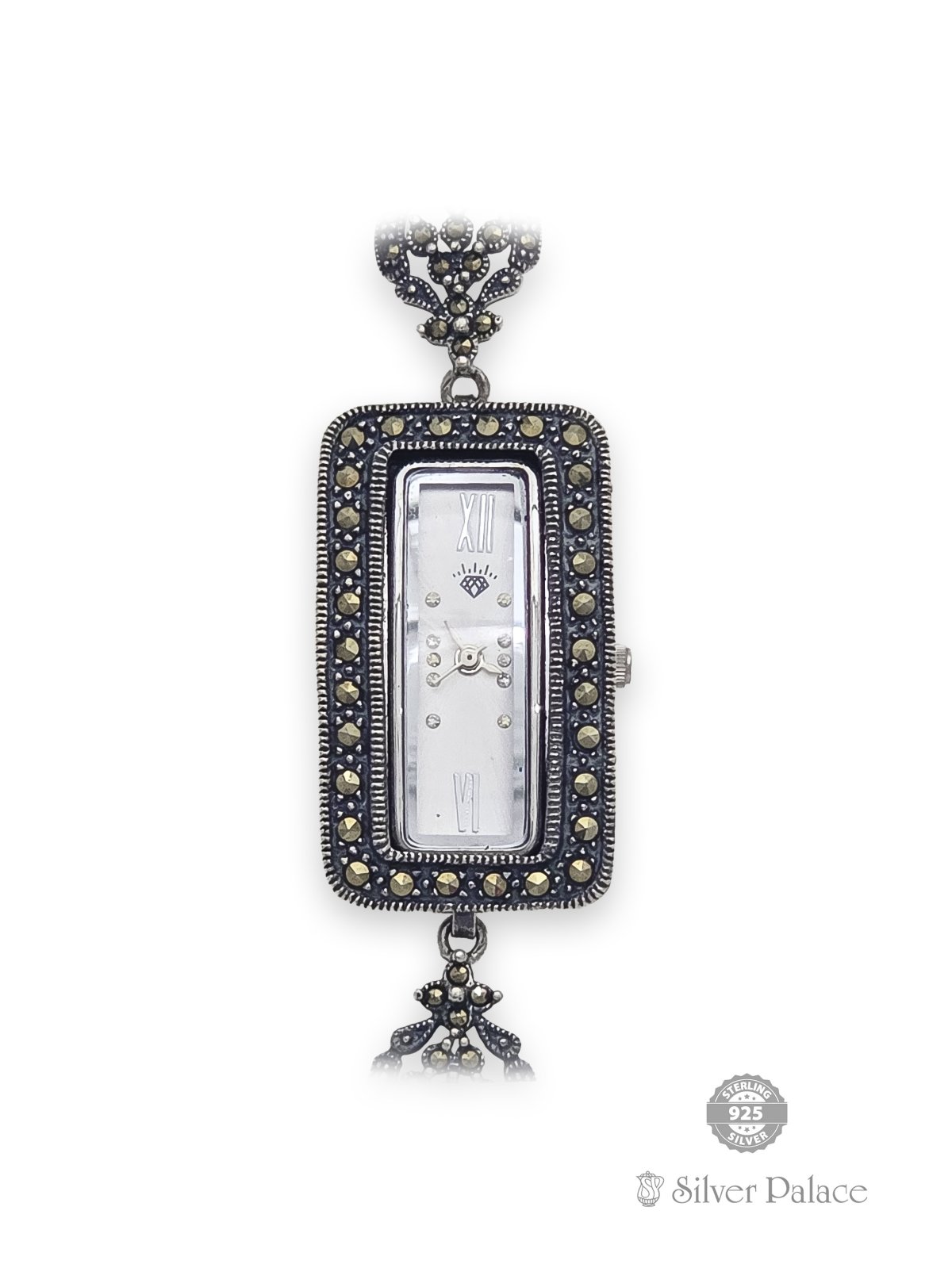 92.5 STERLING SILVER MARCA WITH RECTANGLE DIAL WATCH FOR GIRLS