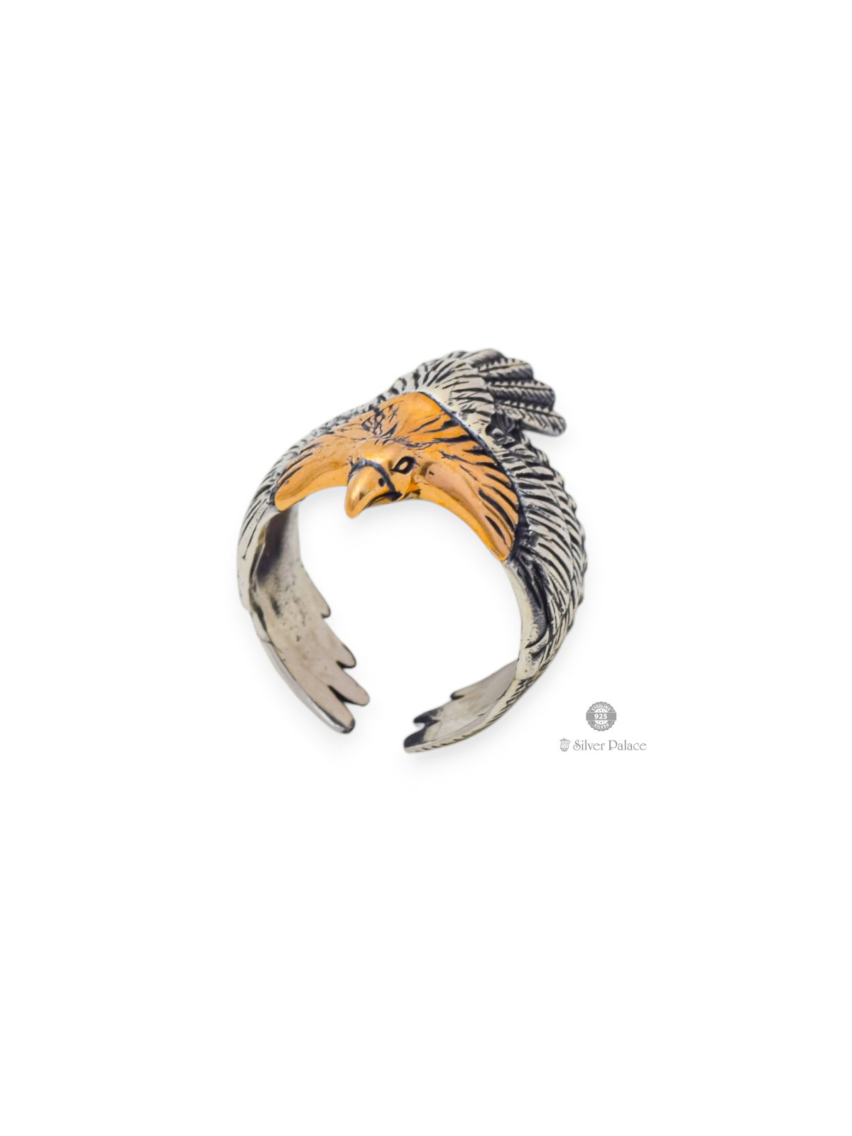925 Oxidised Silver Eagle Design Finger Ring For Mens