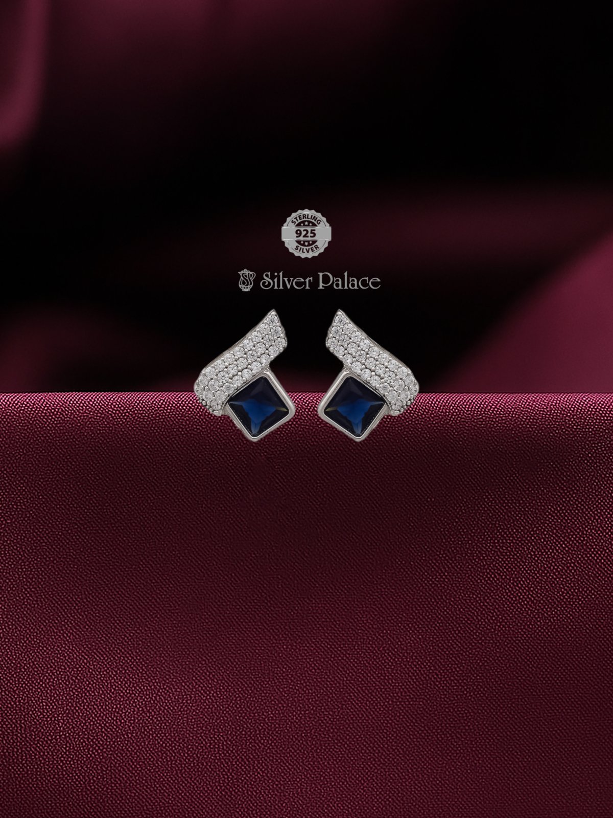 925 STERLING SILVER BLUE STONE DESIGN EARRING FOR GIRLS PUYA COLLECTION 