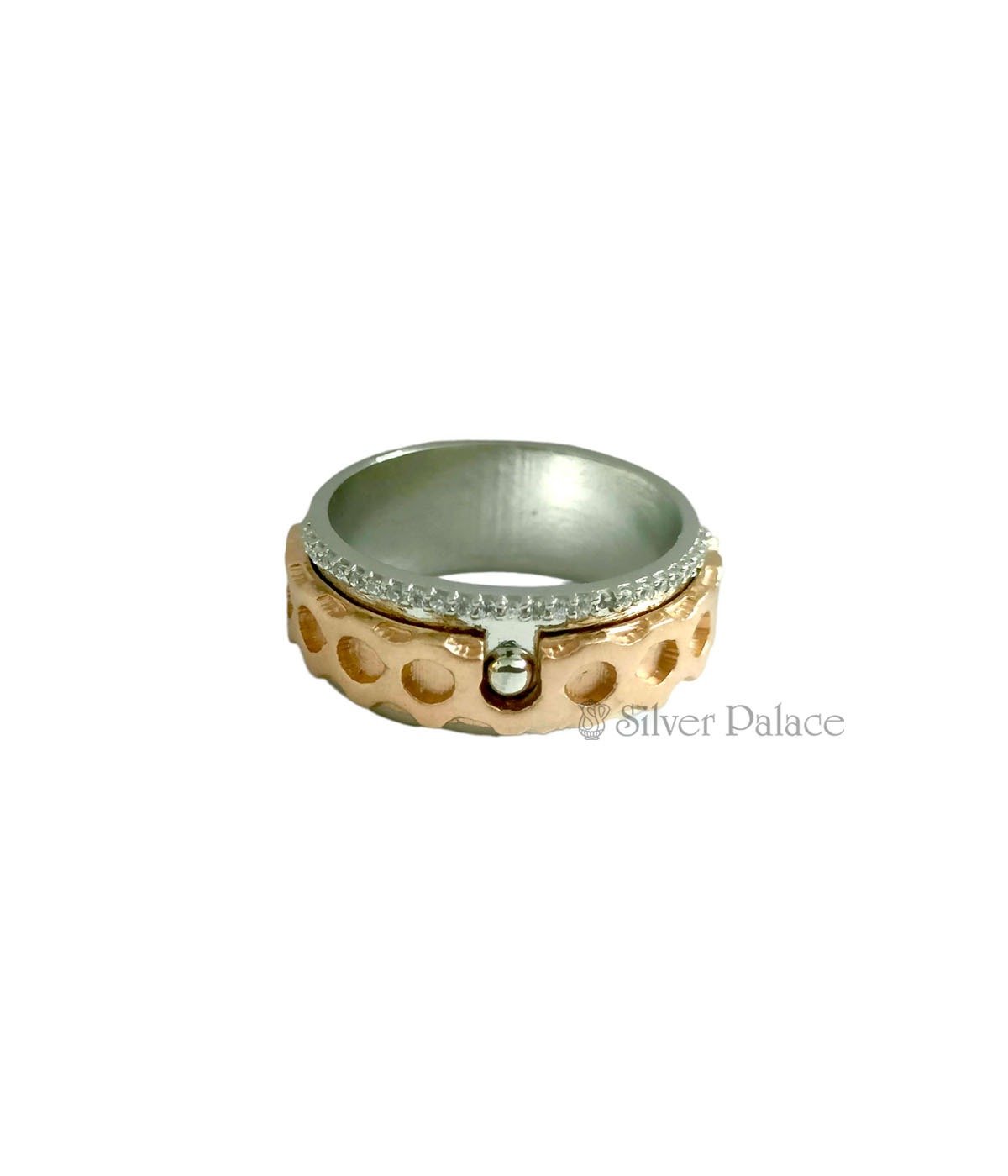 L AMOUR DUAL TONE ROSE GOLD WOMENS RING SILVER