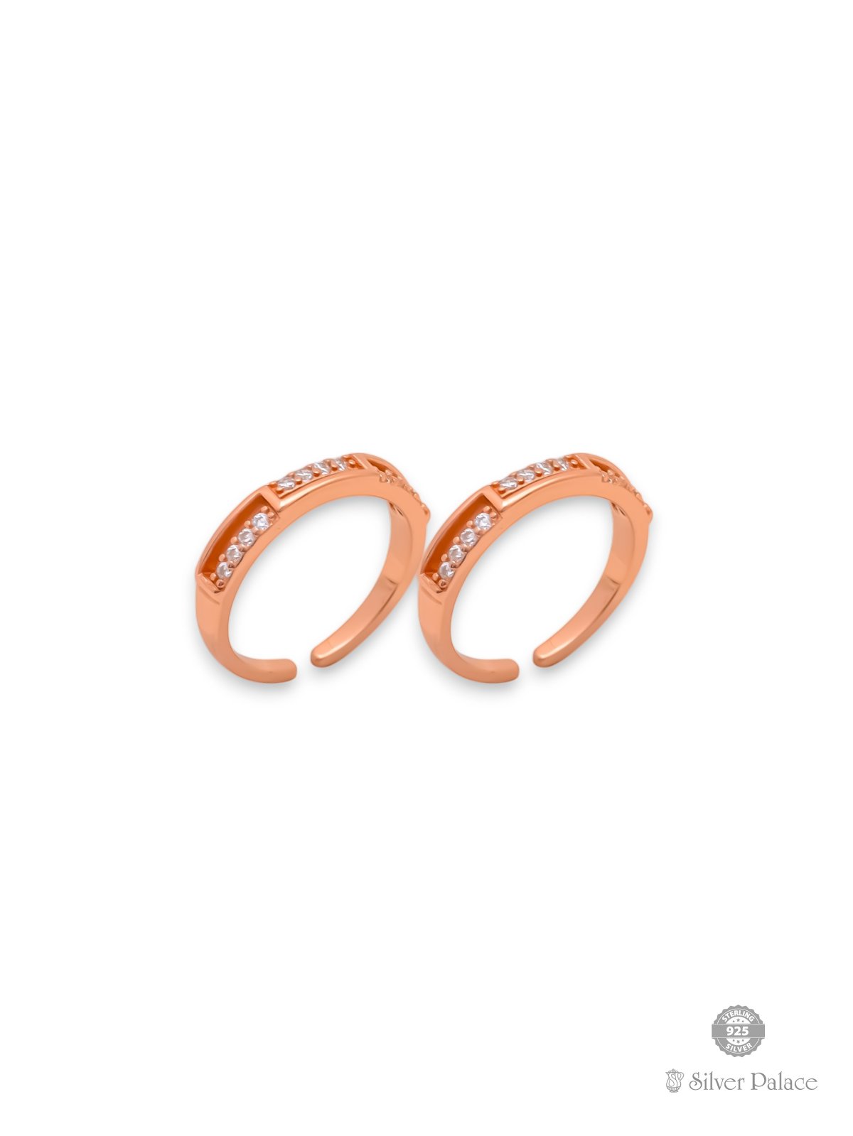 925 SILVER ROSE GOLD POLISHED STYLISH CZ TOE RING FOR GIRLS SHEYA COLLECTION 