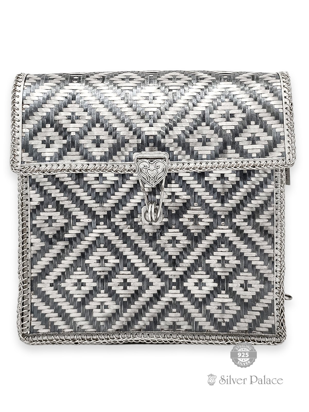 925 STERLING SILVER WOVEN PATTERN PURSE FOR LADIES