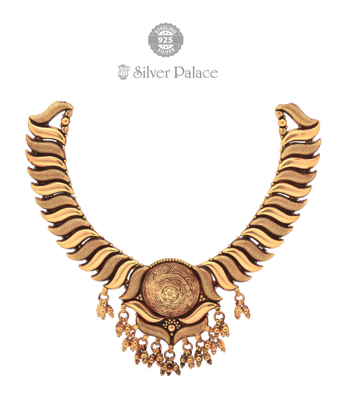 GOLD POLISH TRADITIONAL PARTY WEAR NECKLACE FOR WIFE