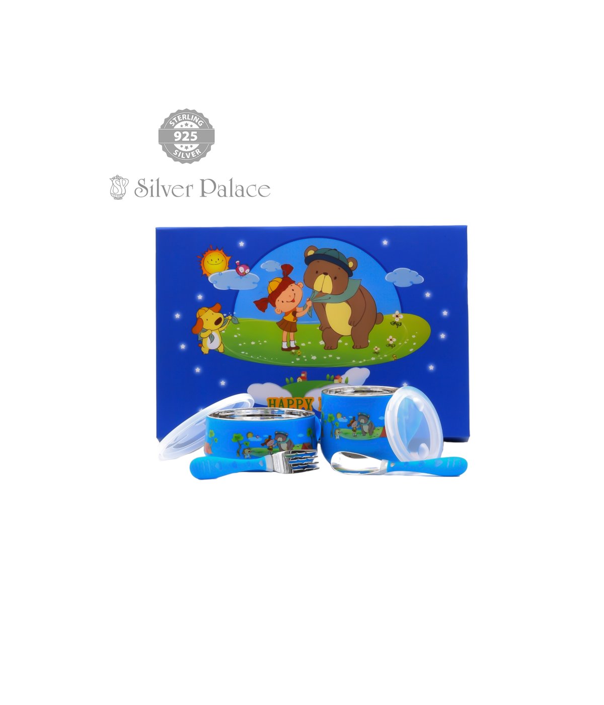 92.5 SILVER FEEDING GIFT SET FOR KIDS WITH CARTOON 