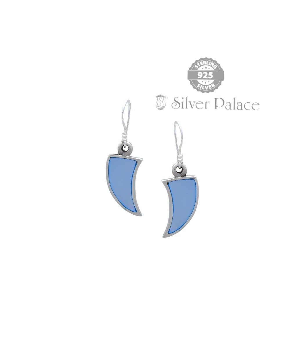 925 Silver Trishe Collections Blue Mother Of Pearl Studded With Earrings For Girls