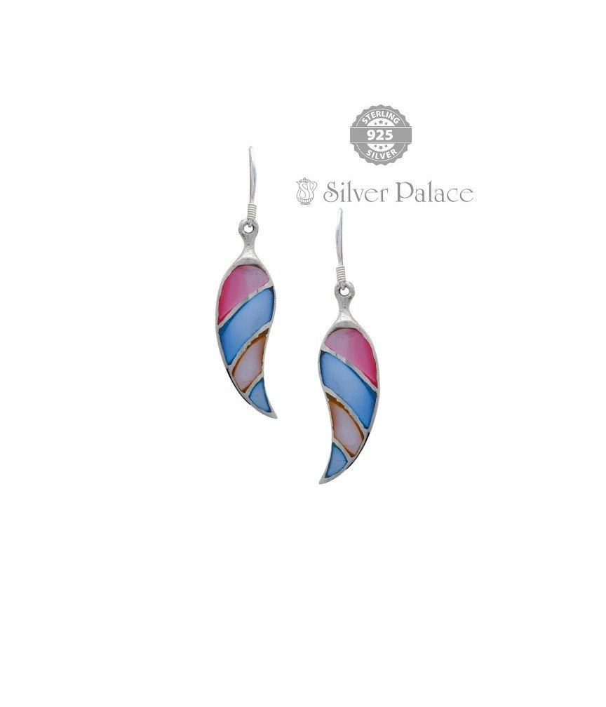 925 Sterling Silver Trishe Collection Multi Color Leaf Shephard With Fish Hook Earrings