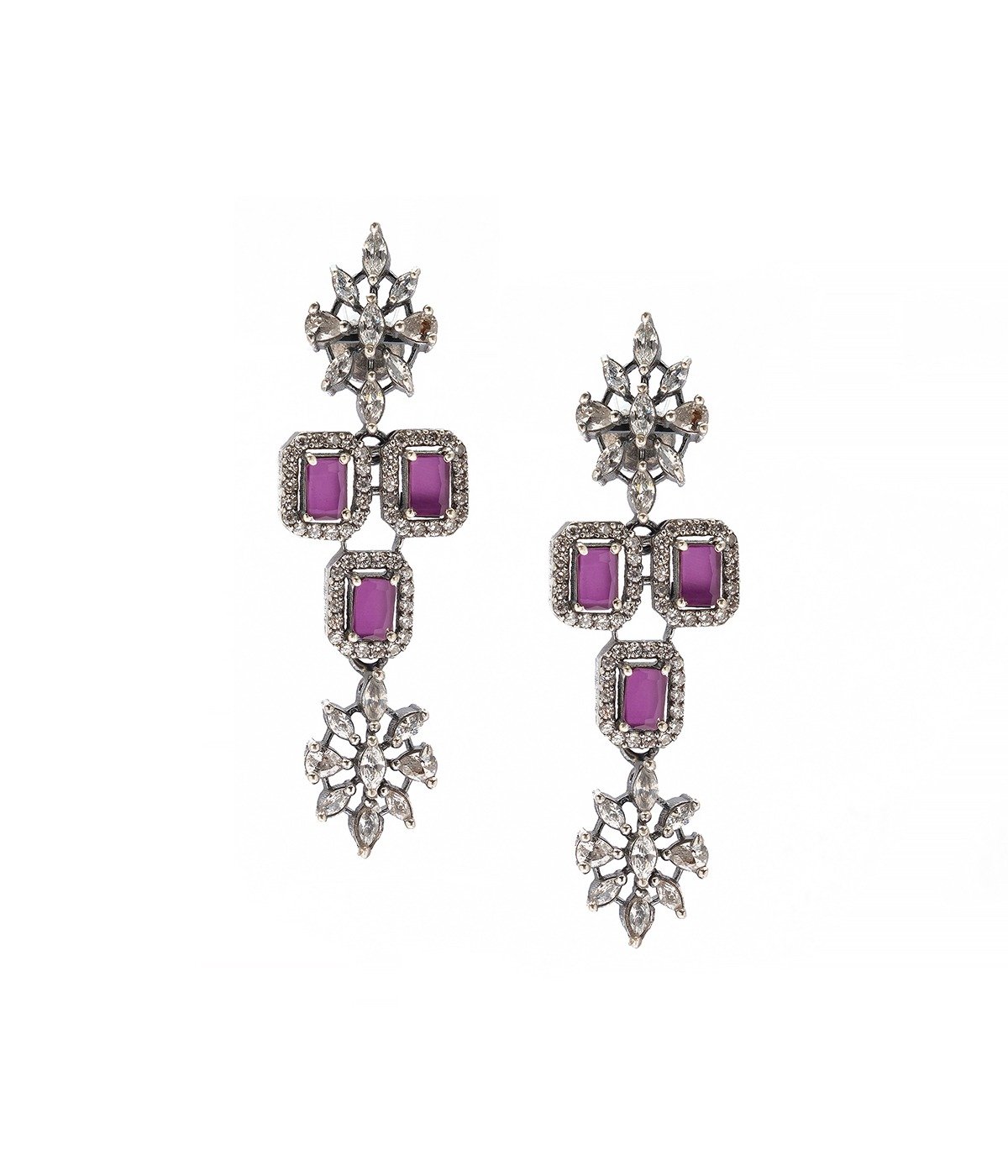 FLORAL PINK Sá¹¬ONE STUDDED FASHION EARRINGS FOR GIRLS