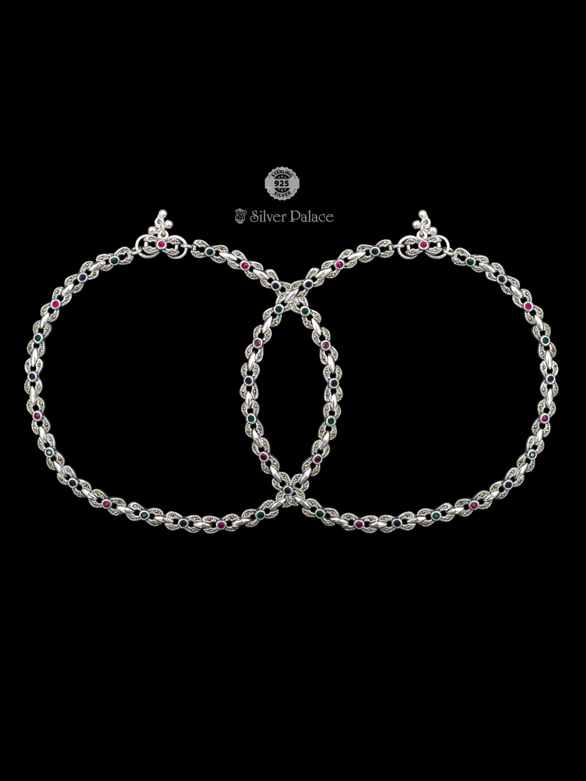 925 sterling Silver Neeth Collection Gemstone Anklet For Girls