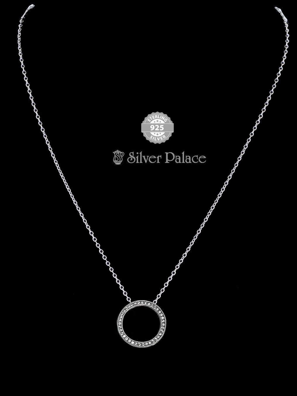 92.5 STERLING SILVER Sparkling Hallow Ring chain for girls 