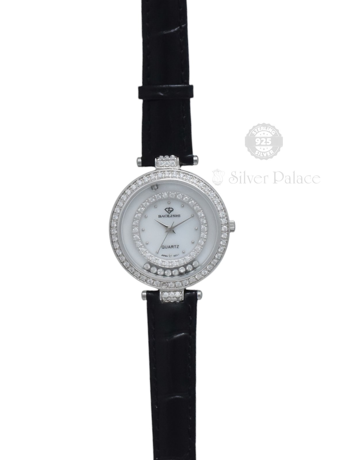 925 SILVER LADIES DANCING WHITE STONE WATCH FOR OFFICE WEAR PUYA COLLECTION