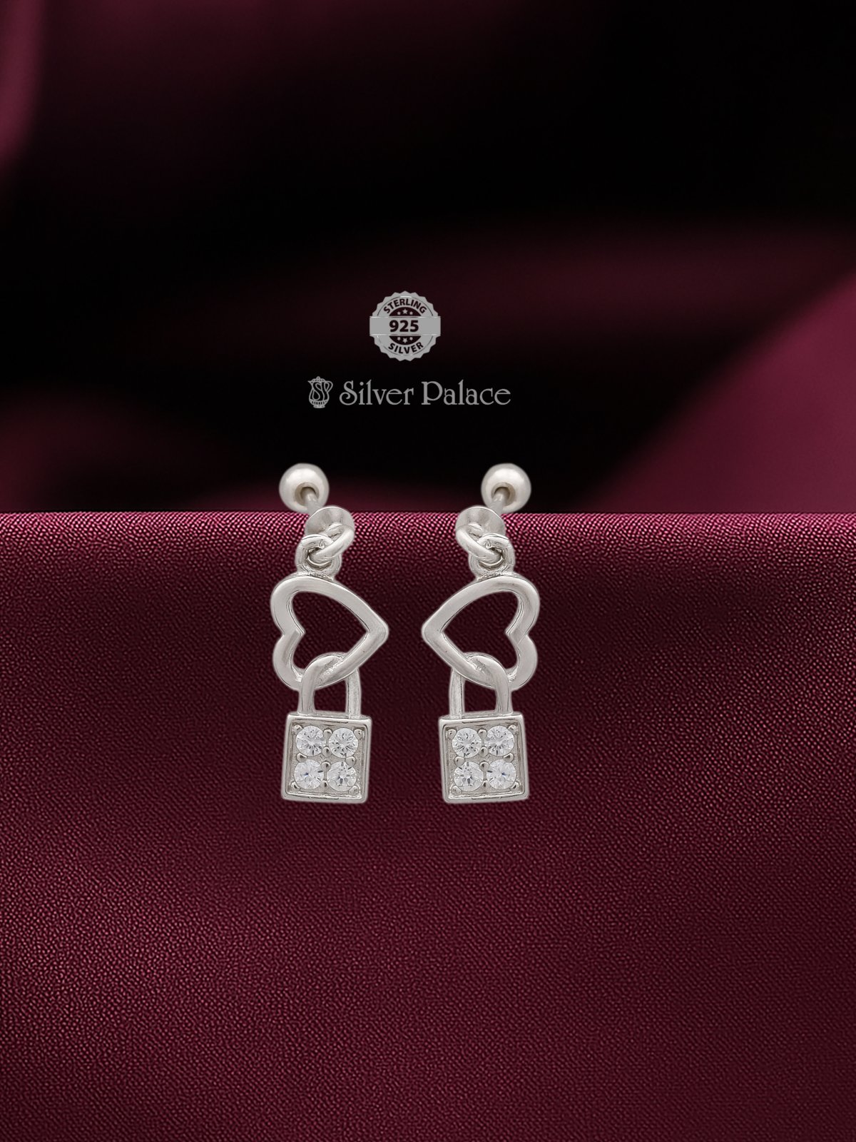 Pure Silver Trishe Collection Hexagon Shape Blue Pearl Studded