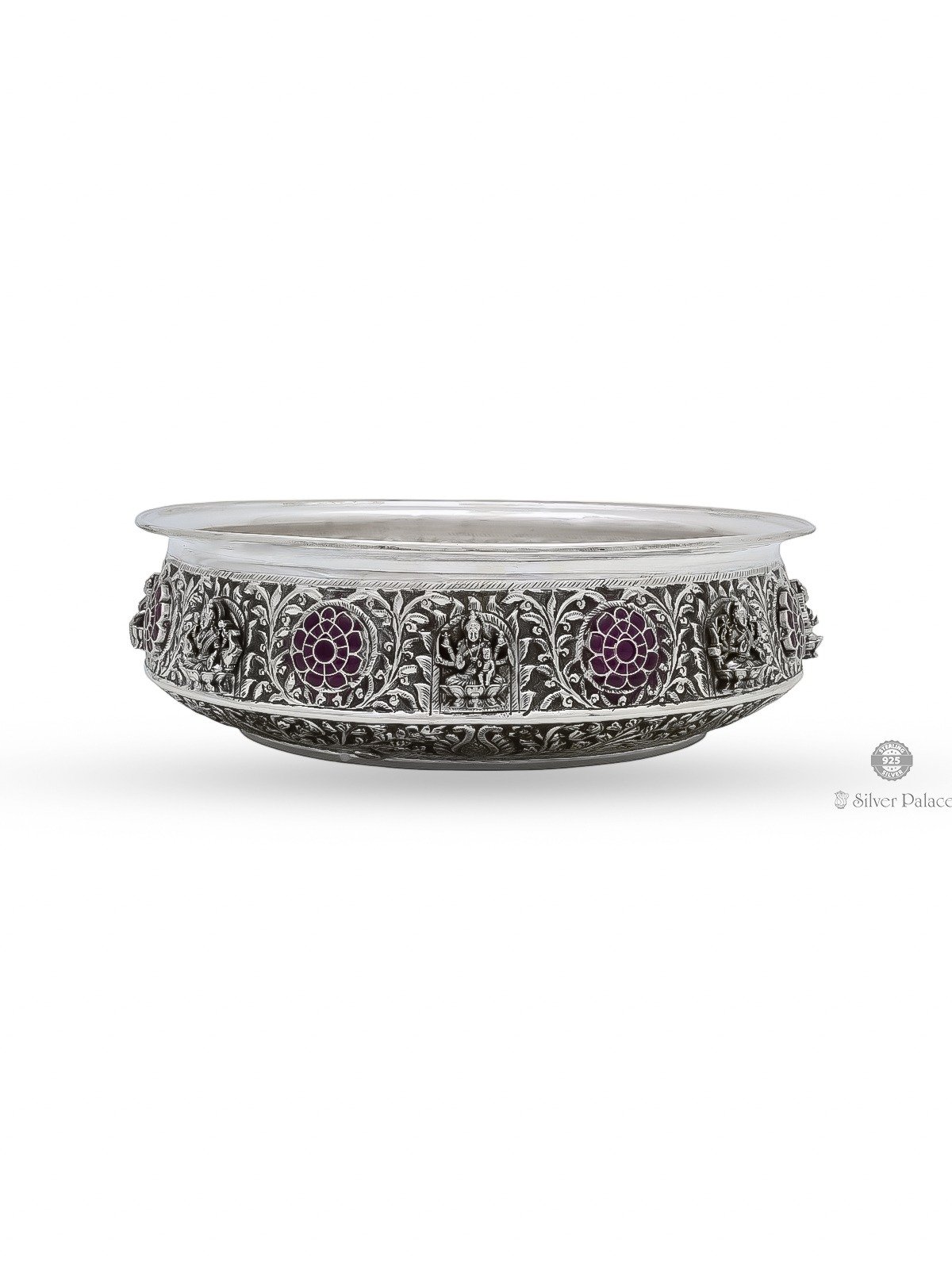 925 OXIDISED SILVER ASTALAKSHMI MOTIF AARTHI PLATE FOR POOJA PURPOSE