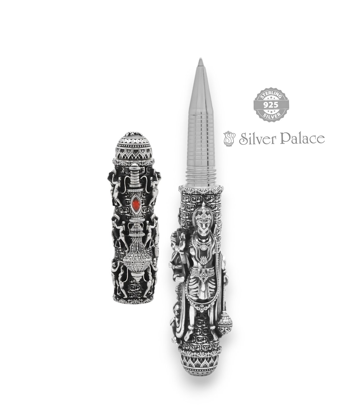 925 OXIDIZED SILVER ANTIC DIVINE DESIGN COLLECTORS CHOICE PEN WRITING INSTRUMENT