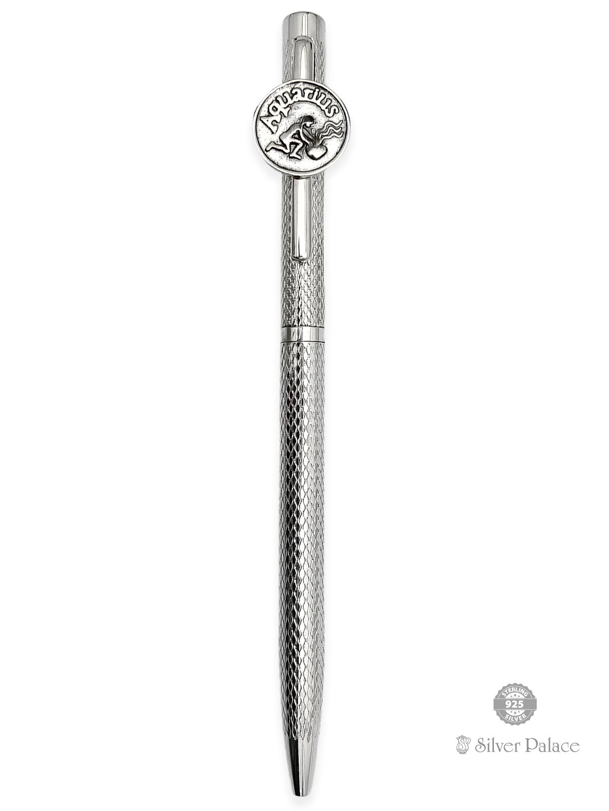 999 FINE SILVER AQUARIUS ZODIAC SIGN BALL POINT PEN 
