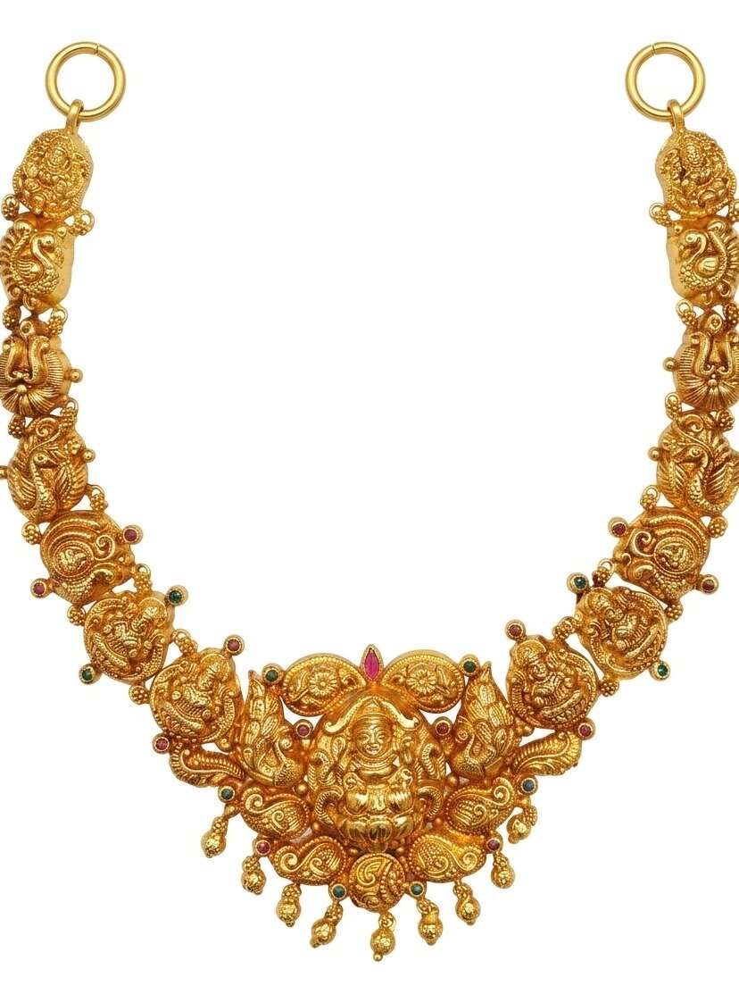 GOLD POLISHED SOUTH INDIAN TRADITIONAL NECKLACE FOR WOMEN 