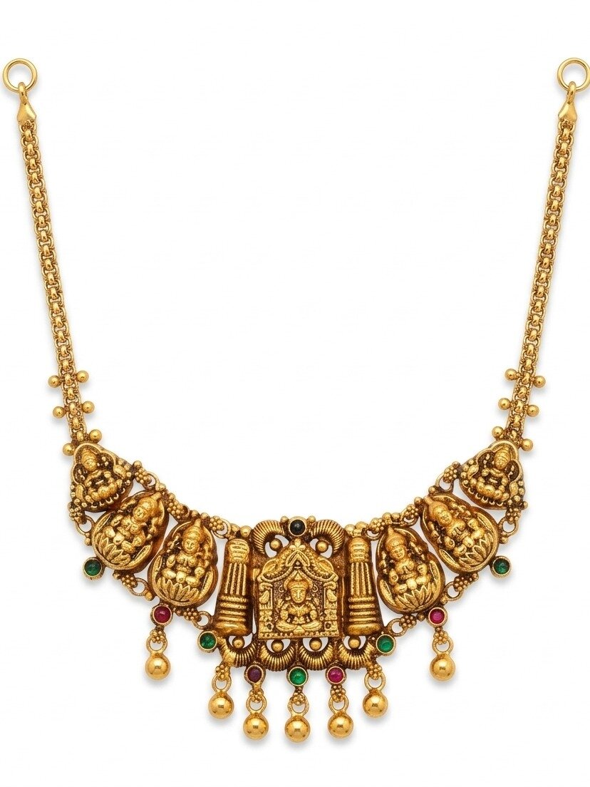 GOLD PLATED LAKSHMI TRADITIONAL NECKLACE FOR GIRLS 