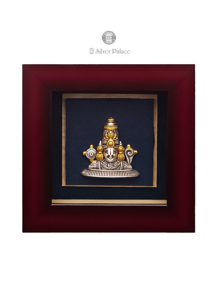 925 SILVER GOLD POLISHED TIRUPATI BALAJ HEAD PHOTO FRAME