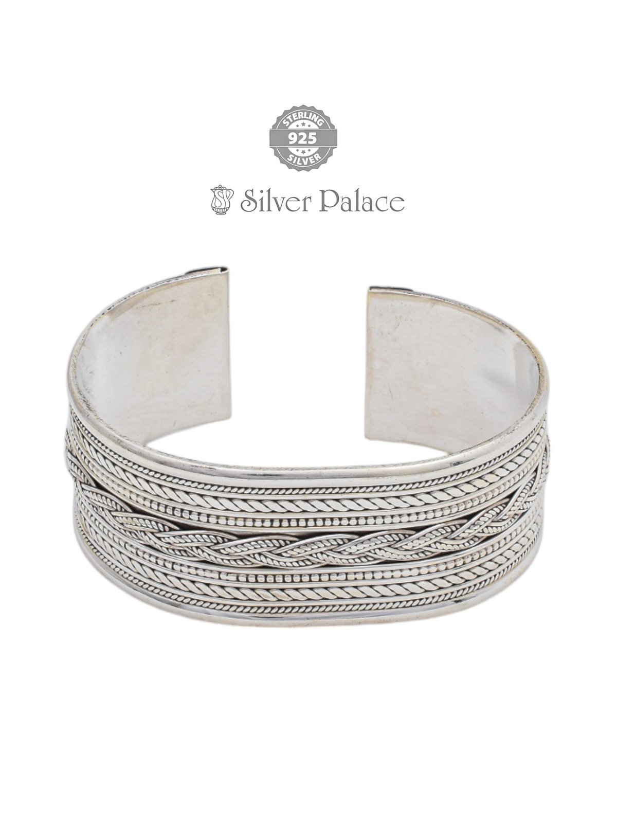 925 Oxidised Silver Engraved Open Cuff Kada for Women Bhava Collection 